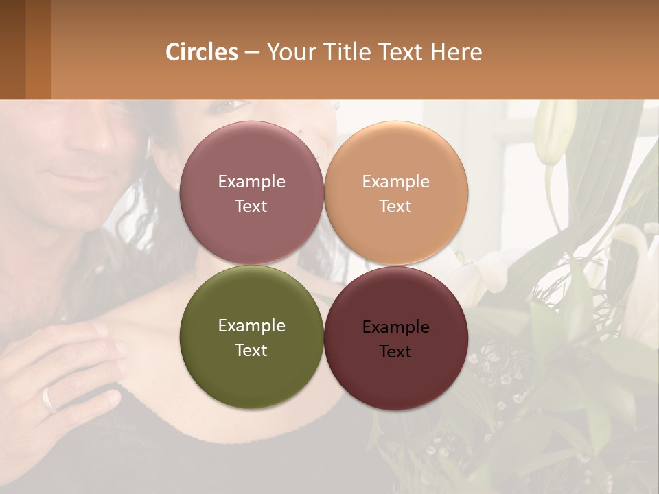 Man And Woman With Flowers PowerPoint Template