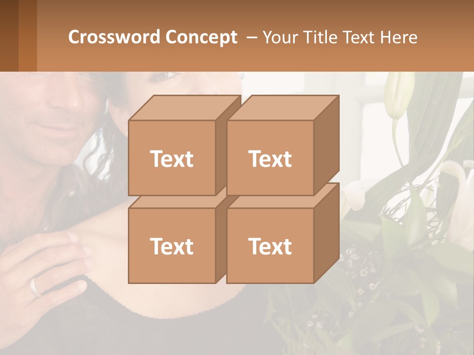 Man And Woman With Flowers PowerPoint Template