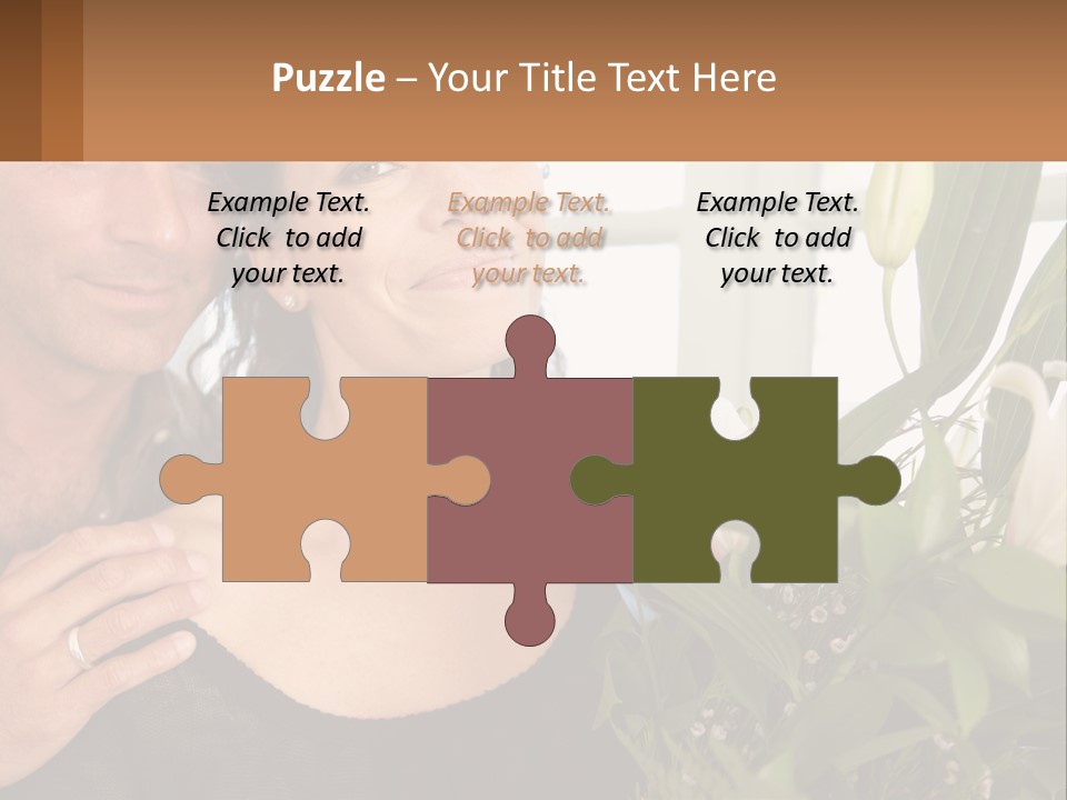 Man And Woman With Flowers PowerPoint Template