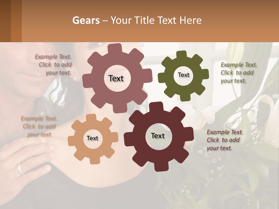 Man And Woman With Flowers PowerPoint Template