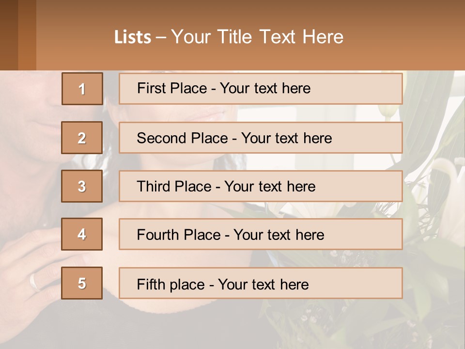 Man And Woman With Flowers PowerPoint Template