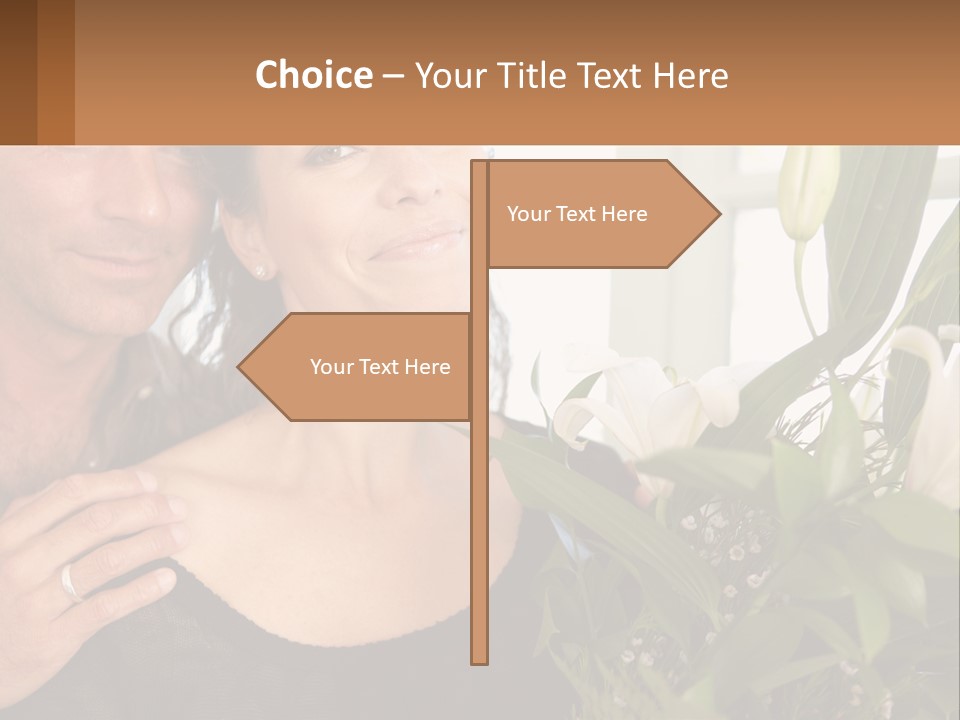 Man And Woman With Flowers PowerPoint Template