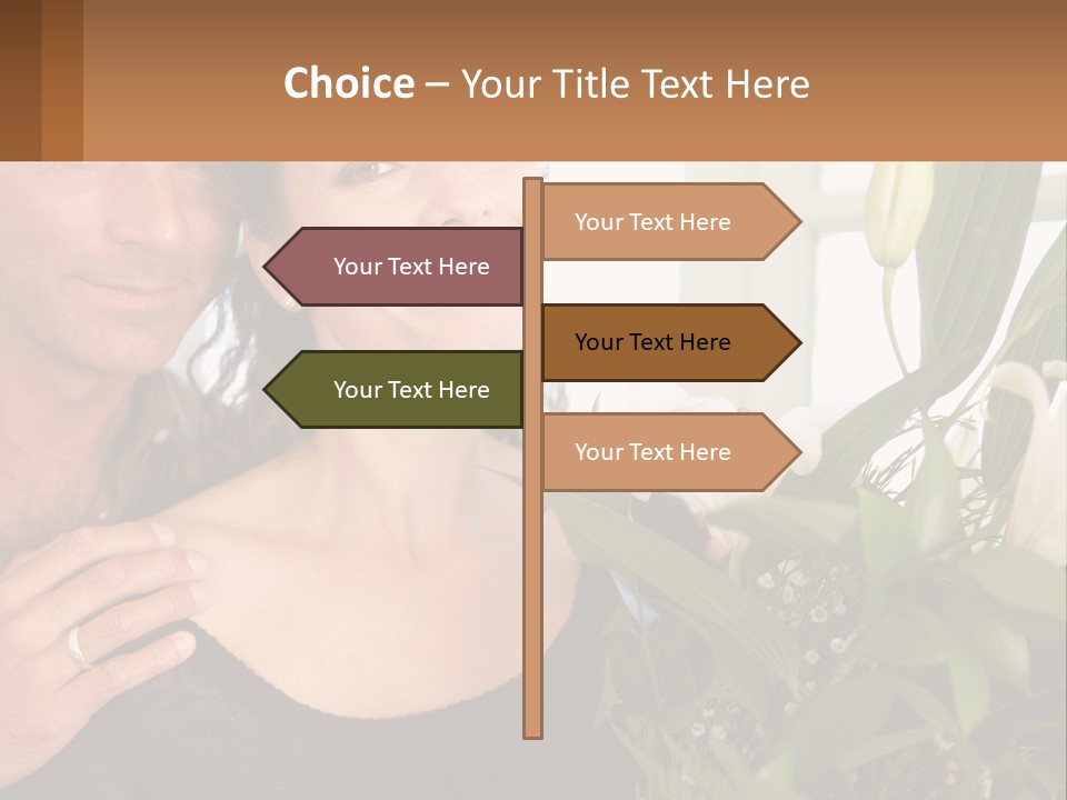 Man And Woman With Flowers PowerPoint Template