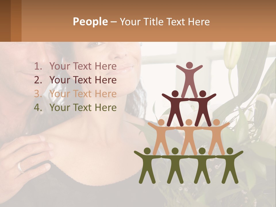 Man And Woman With Flowers PowerPoint Template