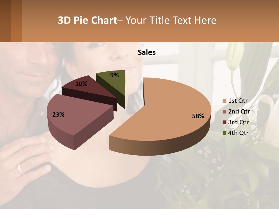 Man And Woman With Flowers PowerPoint Template