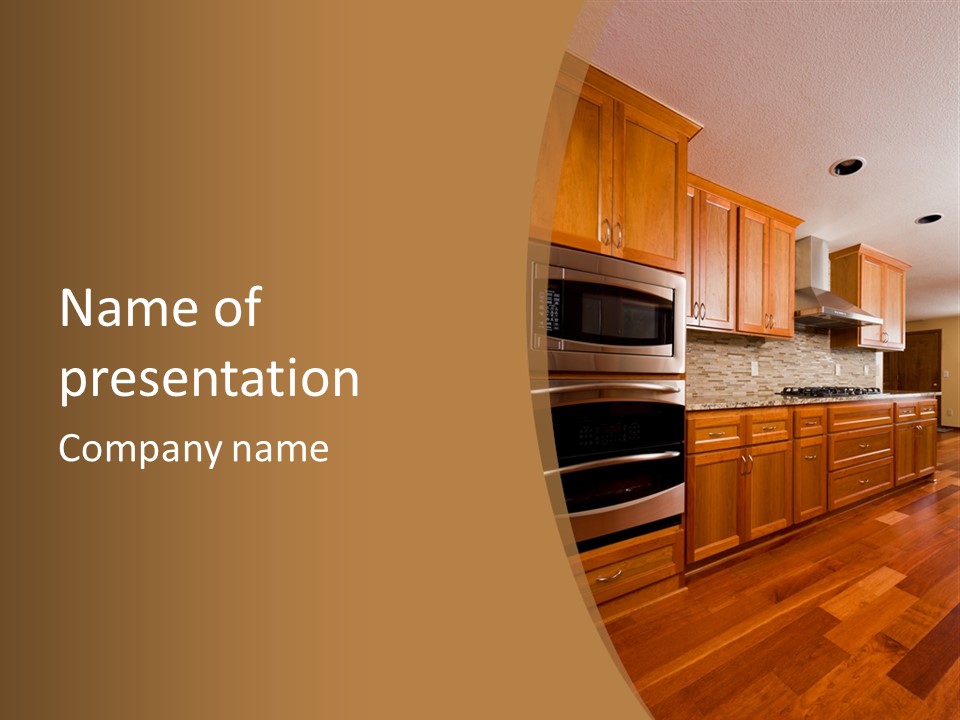 Kitchen Interior Made Of Wood PowerPoint Template