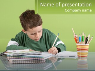 Child Doing Homework PowerPoint Template