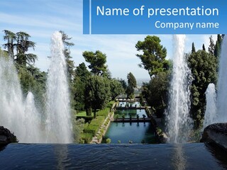 Park With River And Fountains PowerPoint Template