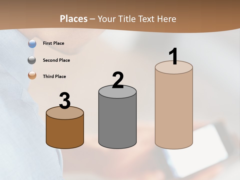 Man Adjusts His Smartphone PowerPoint Template