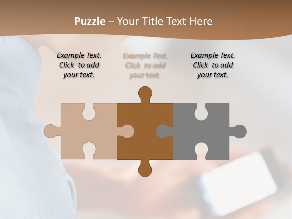 Man Adjusts His Smartphone PowerPoint Template