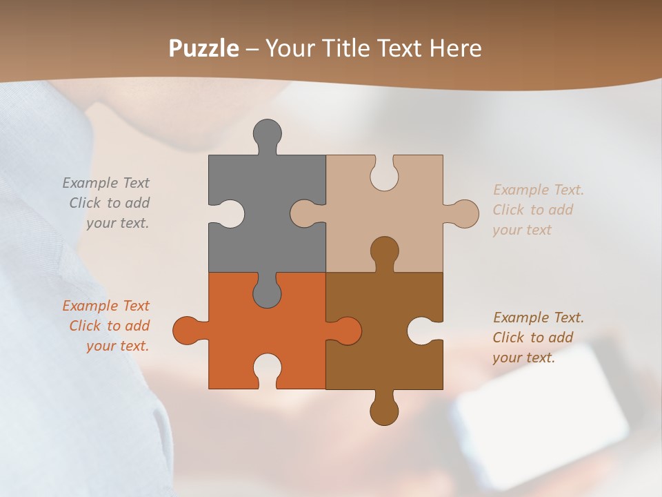 Man Adjusts His Smartphone PowerPoint Template