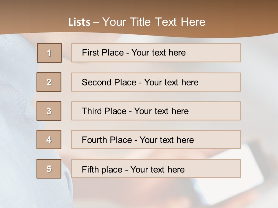 Man Adjusts His Smartphone PowerPoint Template
