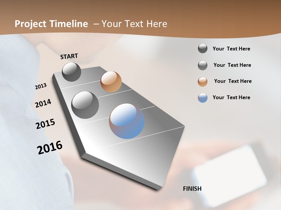 Man Adjusts His Smartphone PowerPoint Template