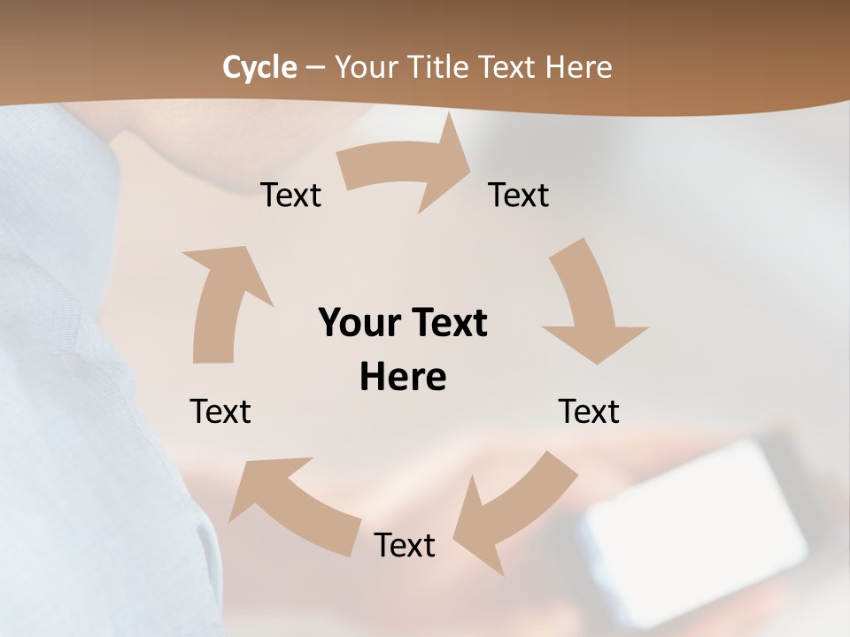 Man Adjusts His Smartphone PowerPoint Template