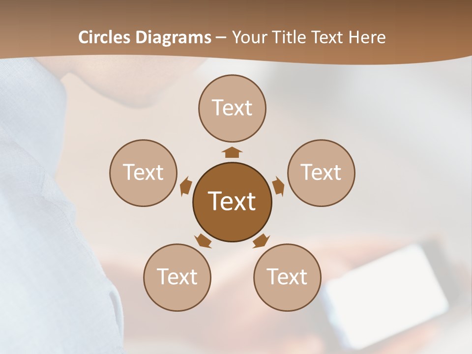 Man Adjusts His Smartphone PowerPoint Template