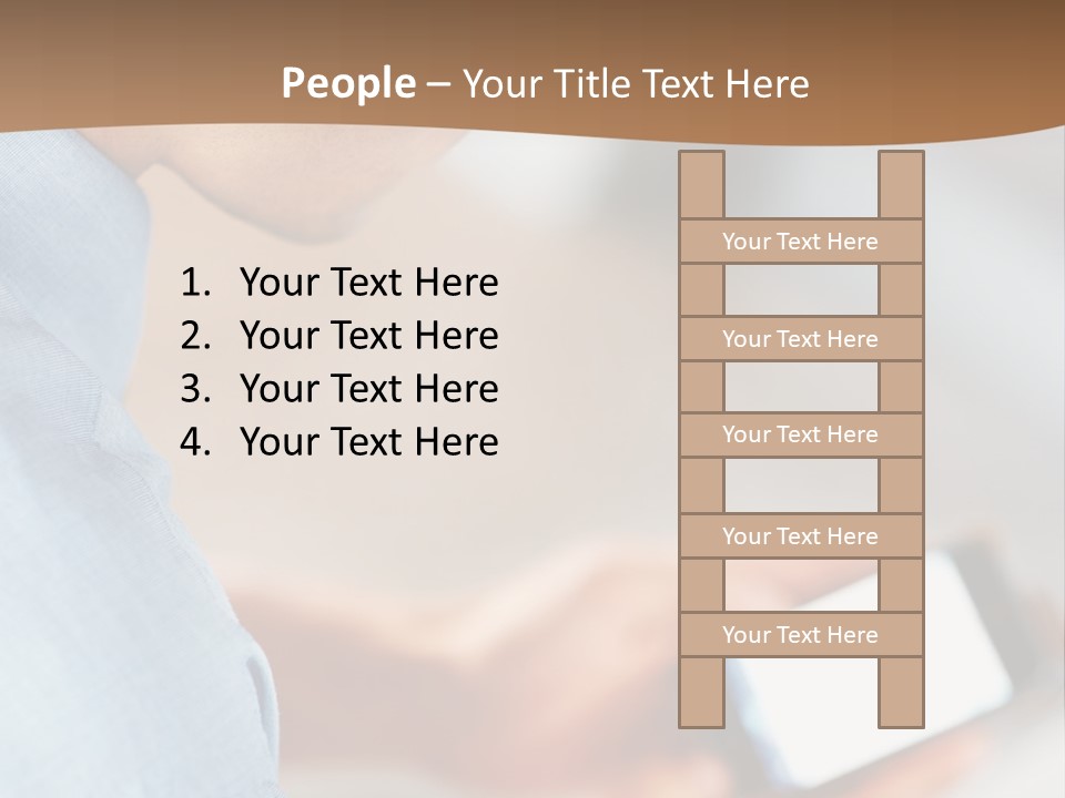 Man Adjusts His Smartphone PowerPoint Template