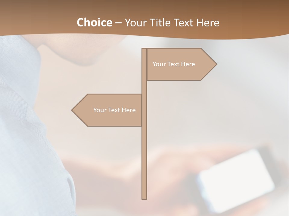 Man Adjusts His Smartphone PowerPoint Template