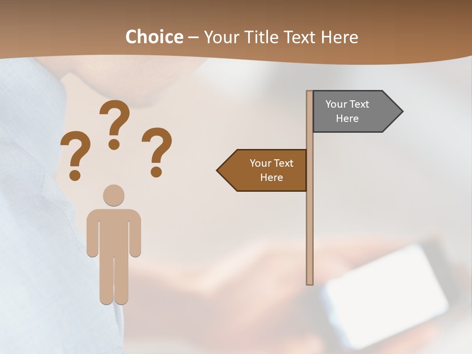 Man Adjusts His Smartphone PowerPoint Template
