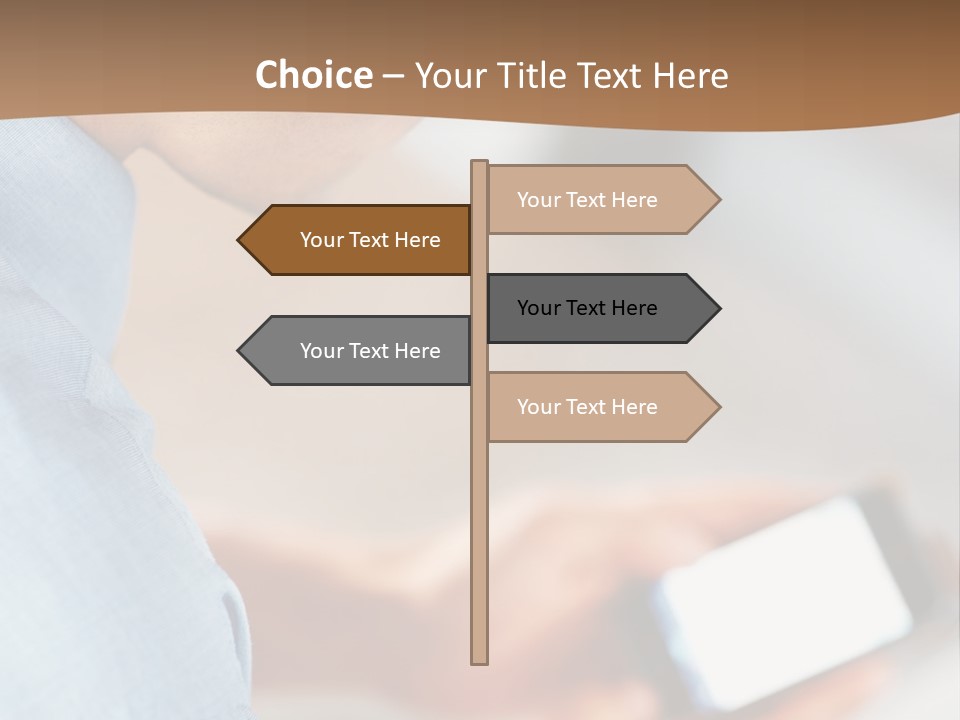 Man Adjusts His Smartphone PowerPoint Template