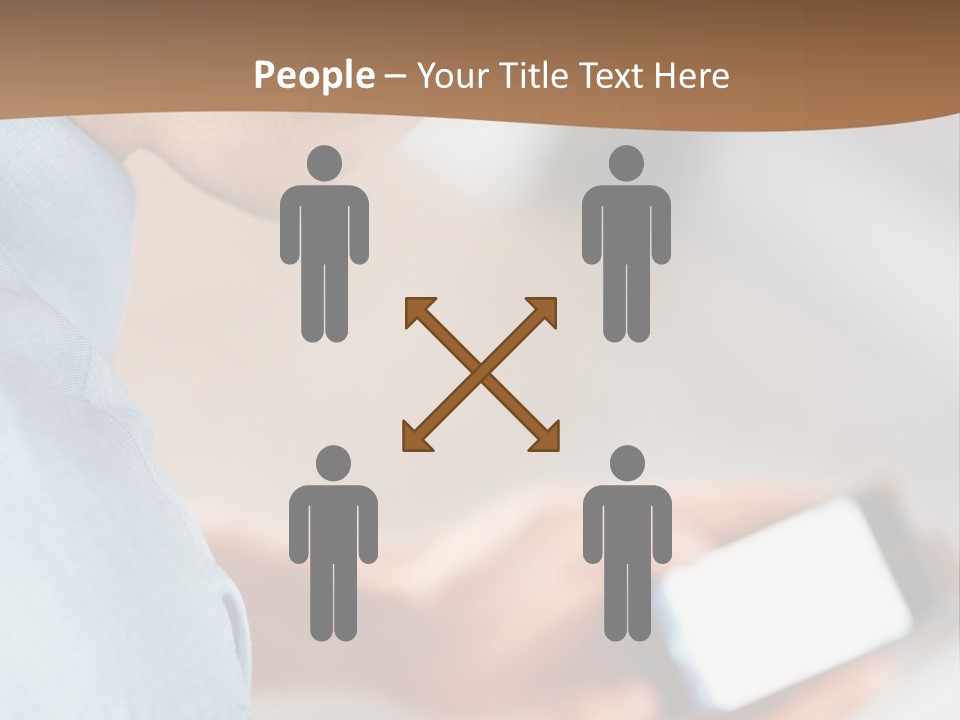 Man Adjusts His Smartphone PowerPoint Template