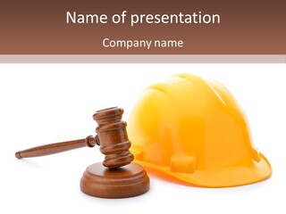 Construction Helmet And Referee Hammer PowerPoint Template