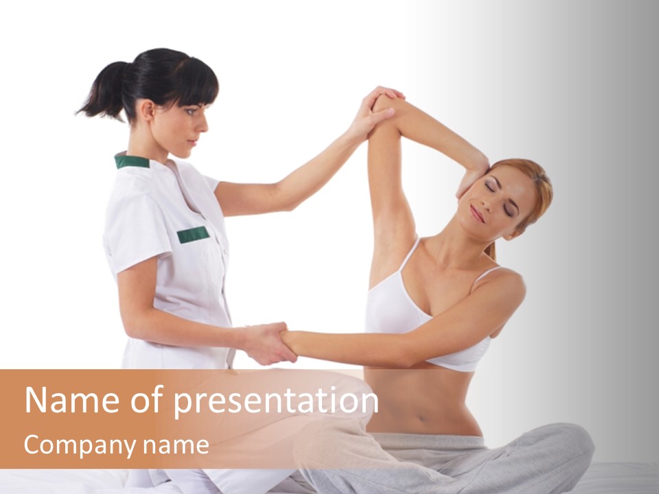 Trainer Helps To Do Aerobics Exercise PowerPoint Template