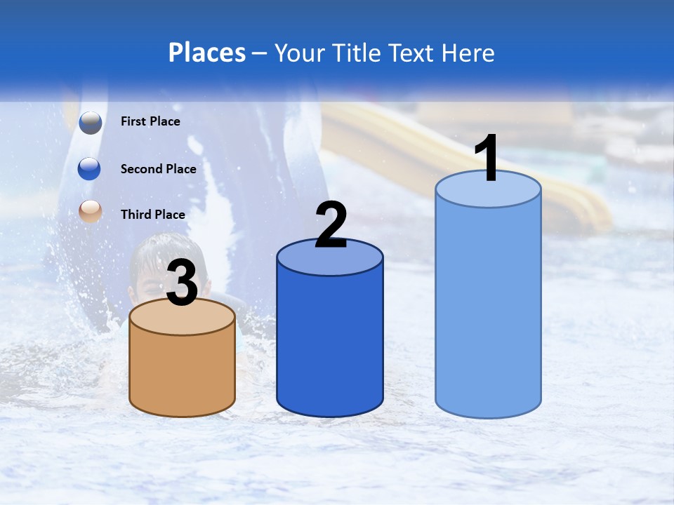 The Child Goes Down The Slide Into The Pool PowerPoint Template