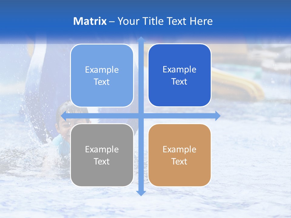 The Child Goes Down The Slide Into The Pool PowerPoint Template