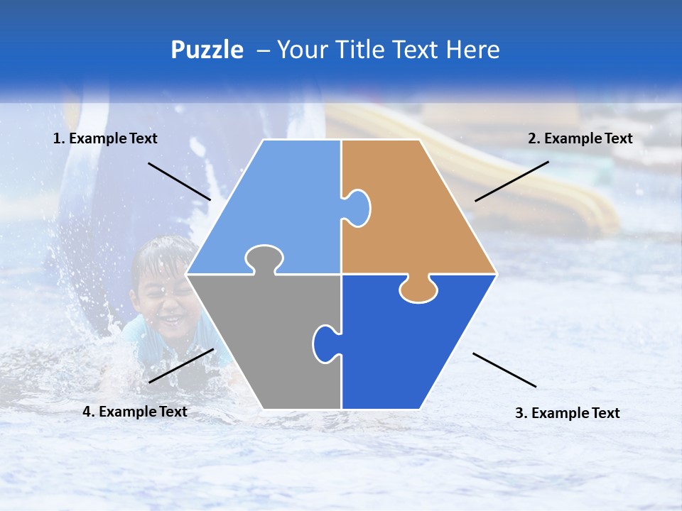 The Child Goes Down The Slide Into The Pool PowerPoint Template