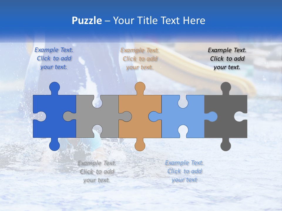 The Child Goes Down The Slide Into The Pool PowerPoint Template