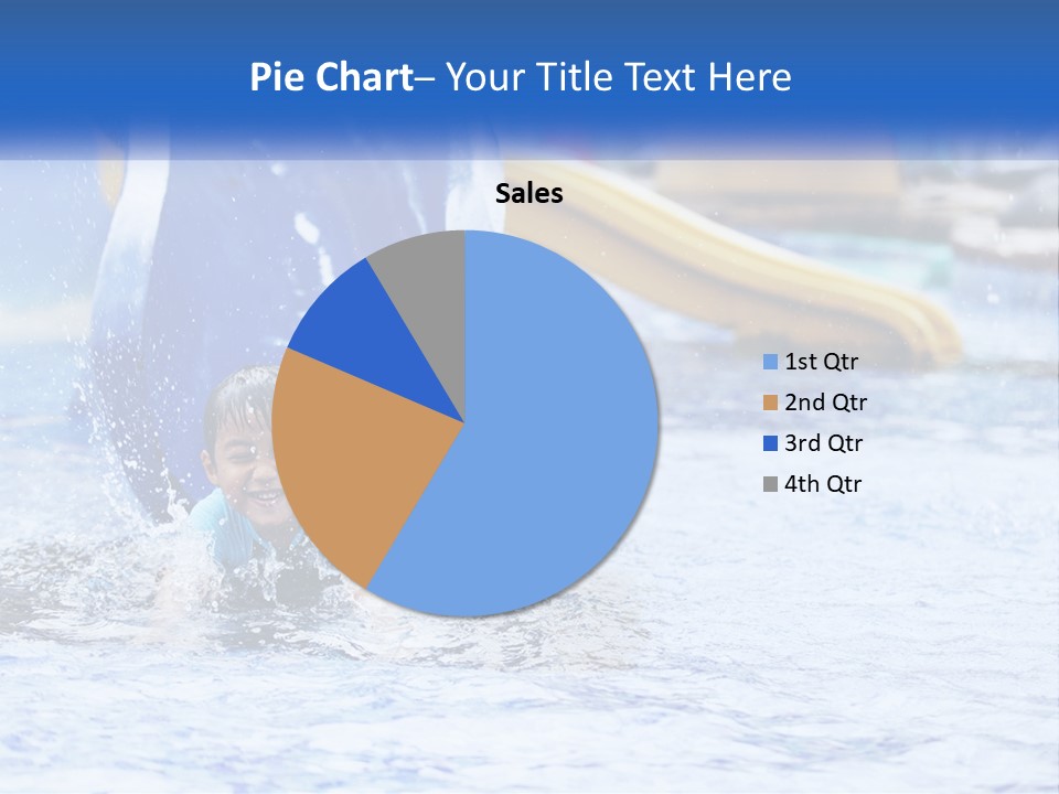 The Child Goes Down The Slide Into The Pool PowerPoint Template