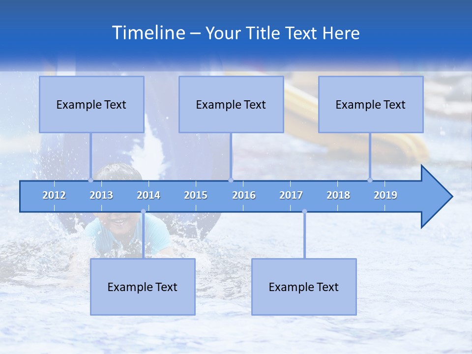 The Child Goes Down The Slide Into The Pool PowerPoint Template