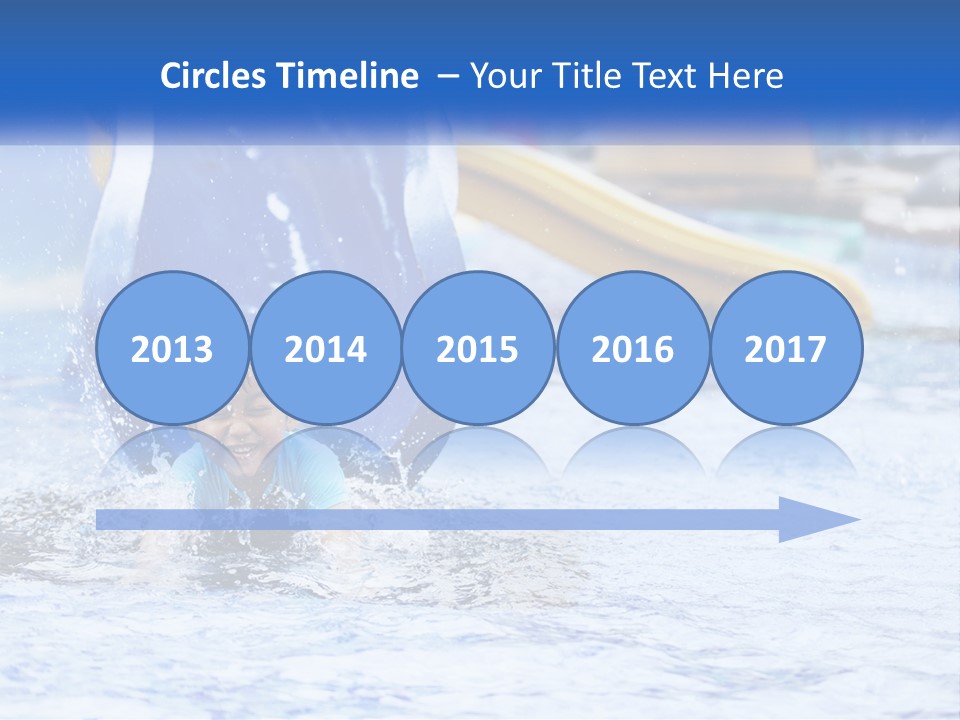 The Child Goes Down The Slide Into The Pool PowerPoint Template