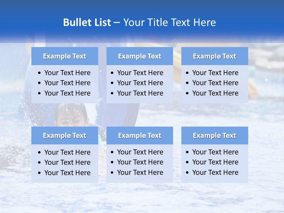 The Child Goes Down The Slide Into The Pool PowerPoint Template