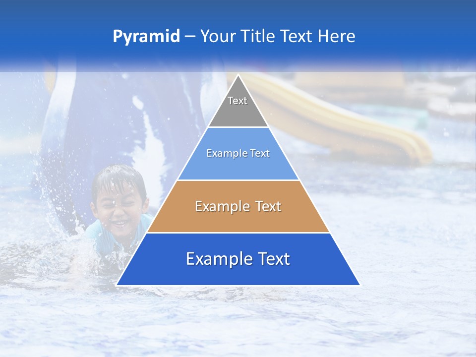 The Child Goes Down The Slide Into The Pool PowerPoint Template