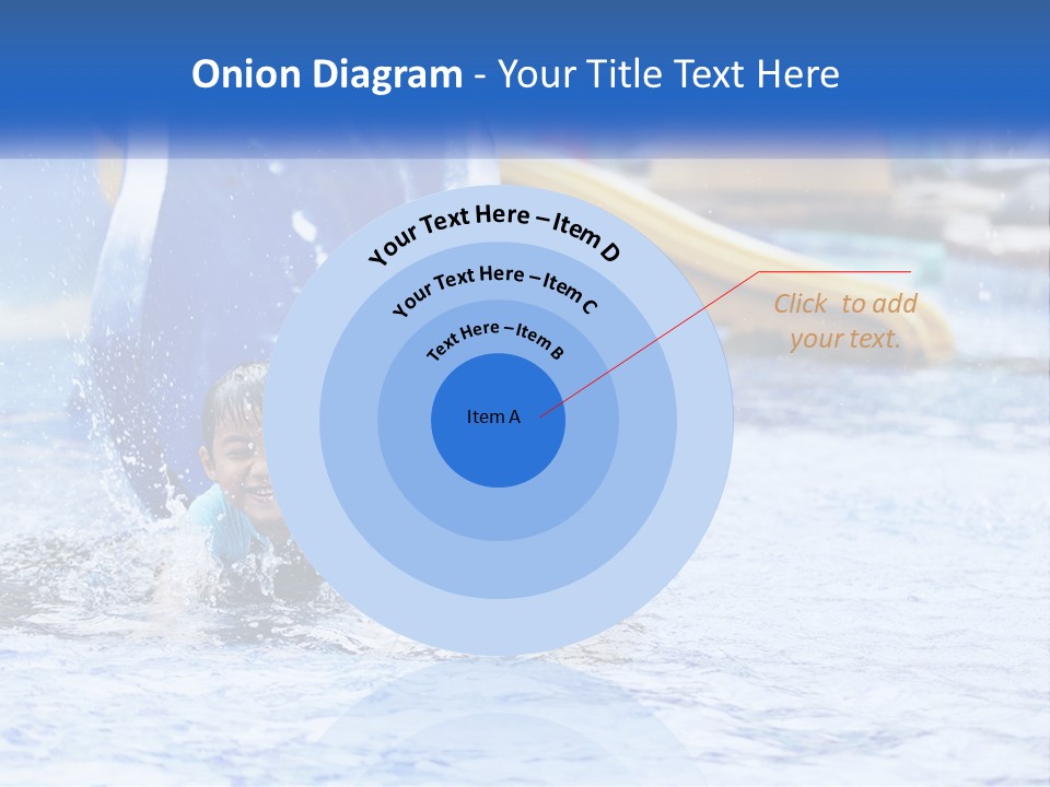 The Child Goes Down The Slide Into The Pool PowerPoint Template