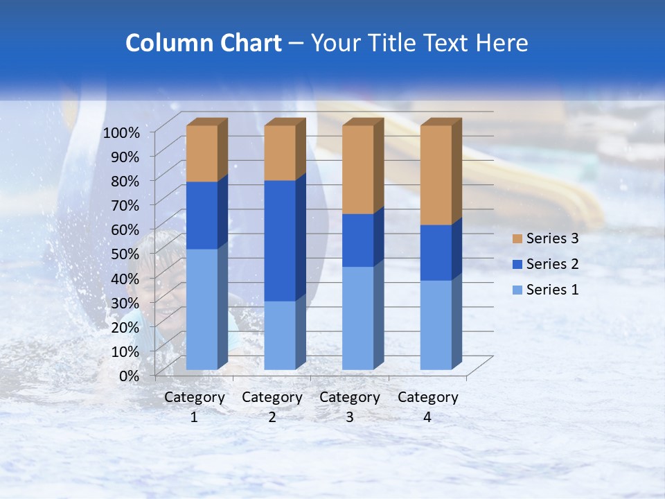 The Child Goes Down The Slide Into The Pool PowerPoint Template