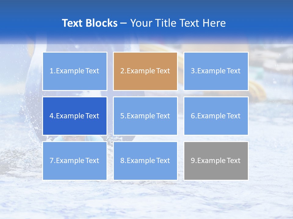 The Child Goes Down The Slide Into The Pool PowerPoint Template