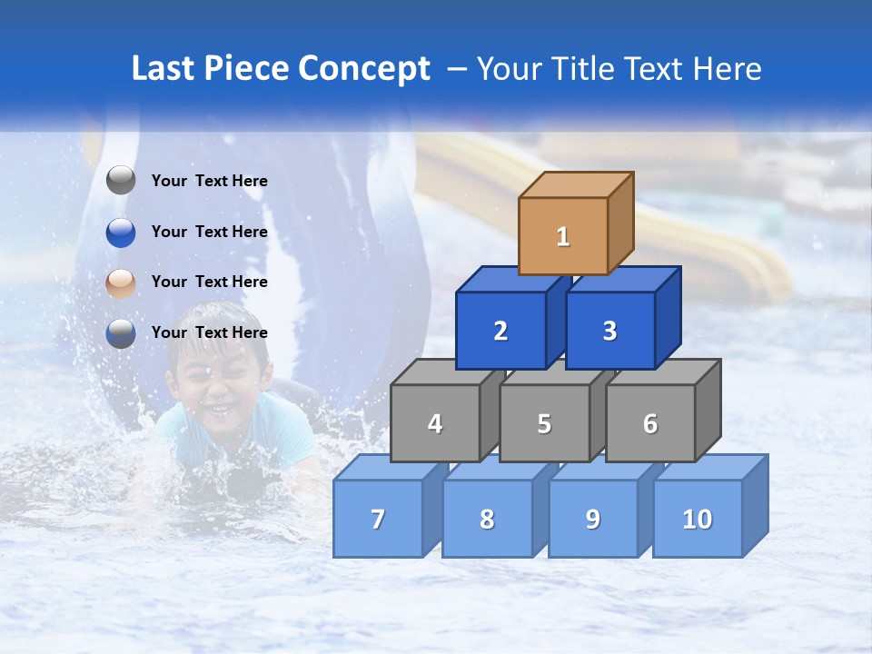 The Child Goes Down The Slide Into The Pool PowerPoint Template