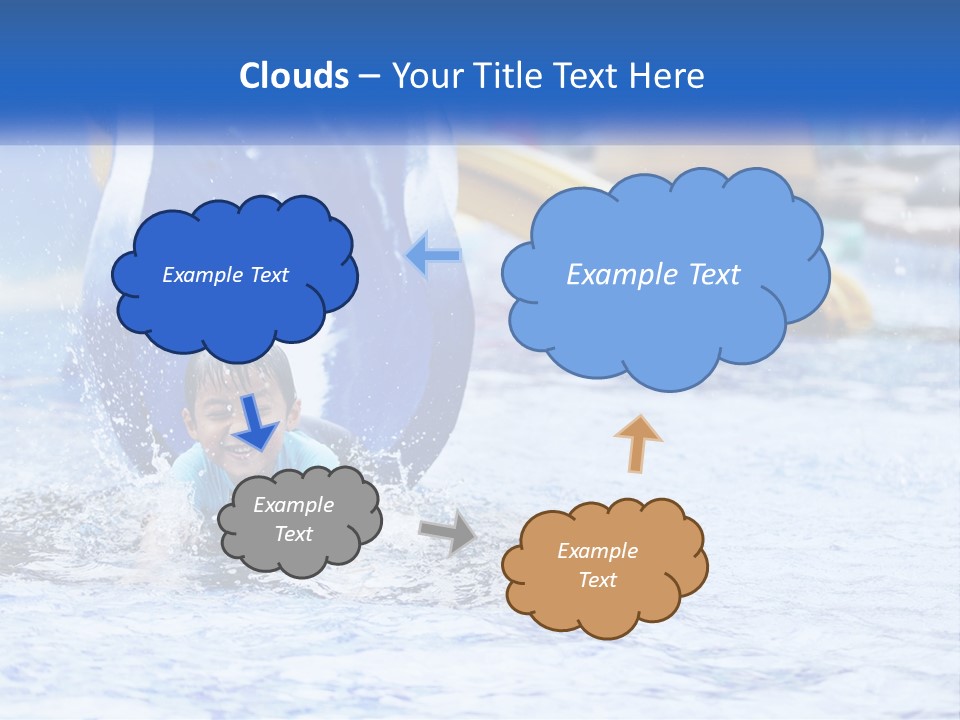 The Child Goes Down The Slide Into The Pool PowerPoint Template