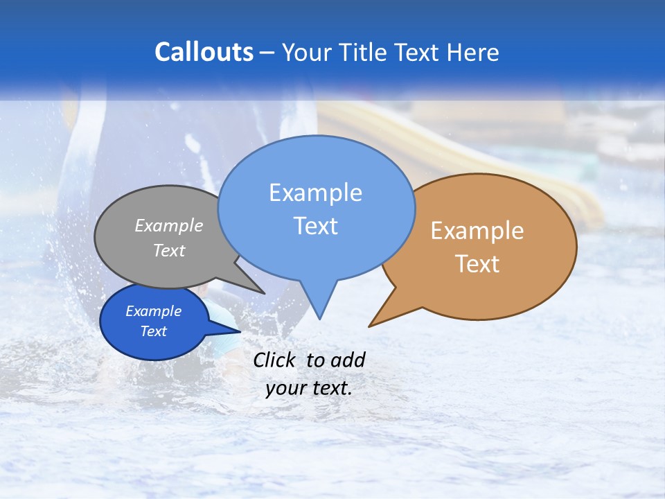 The Child Goes Down The Slide Into The Pool PowerPoint Template