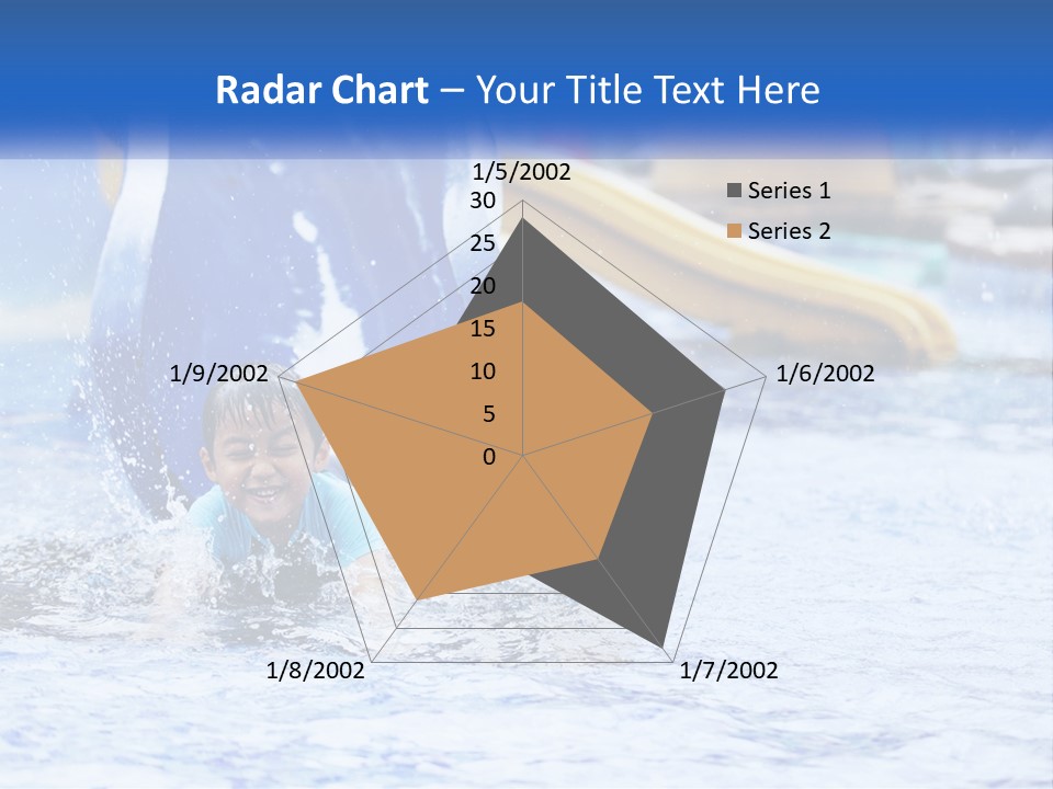 The Child Goes Down The Slide Into The Pool PowerPoint Template