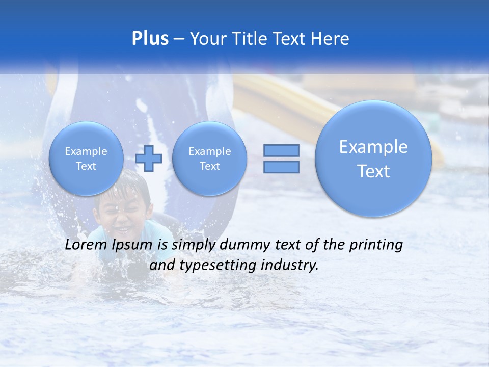 The Child Goes Down The Slide Into The Pool PowerPoint Template