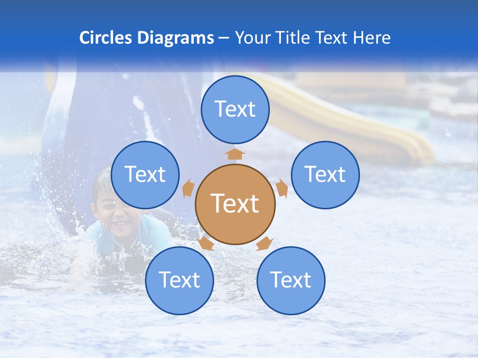 The Child Goes Down The Slide Into The Pool PowerPoint Template