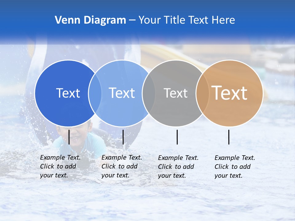 The Child Goes Down The Slide Into The Pool PowerPoint Template