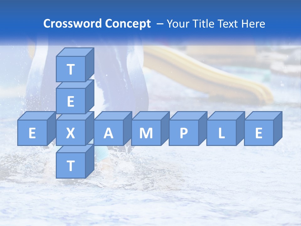 The Child Goes Down The Slide Into The Pool PowerPoint Template