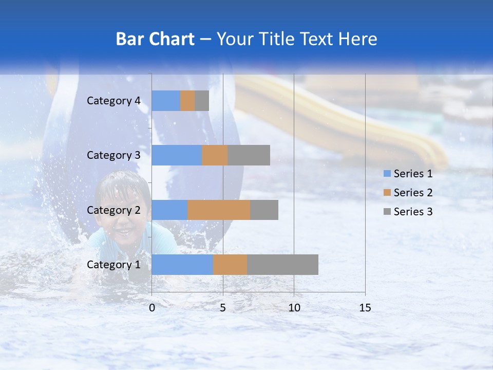 The Child Goes Down The Slide Into The Pool PowerPoint Template