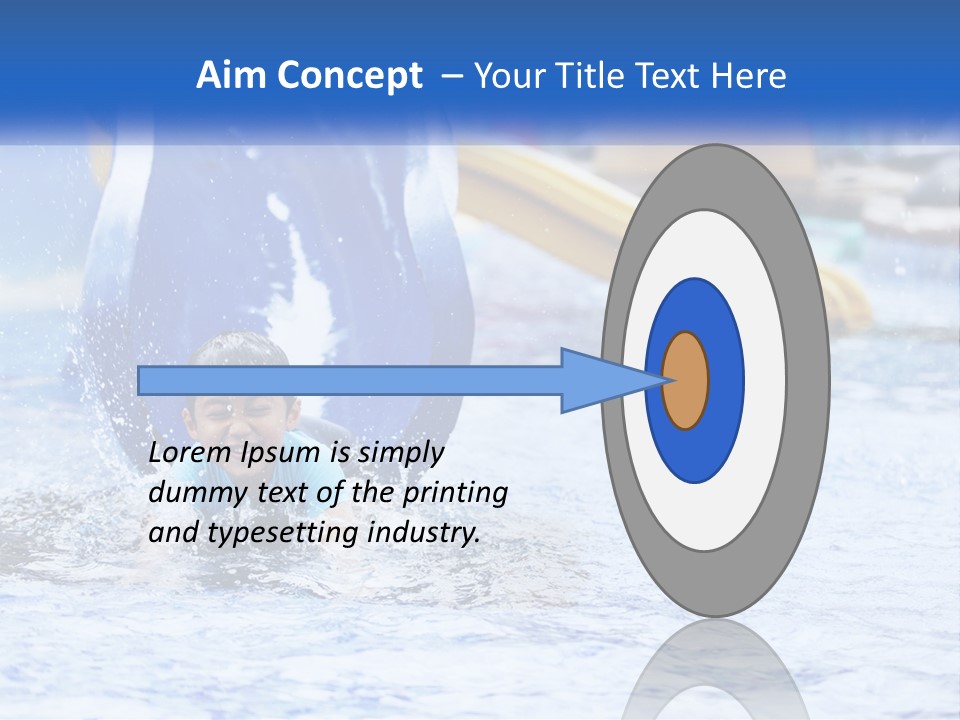 The Child Goes Down The Slide Into The Pool PowerPoint Template