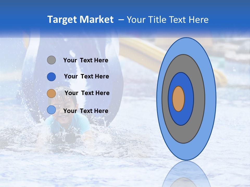 The Child Goes Down The Slide Into The Pool PowerPoint Template