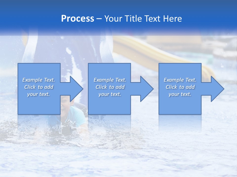 The Child Goes Down The Slide Into The Pool PowerPoint Template